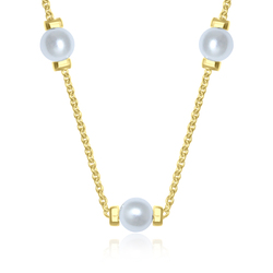 Gold Plated Necklace Silver Sweet Pearl SPE-99-GP